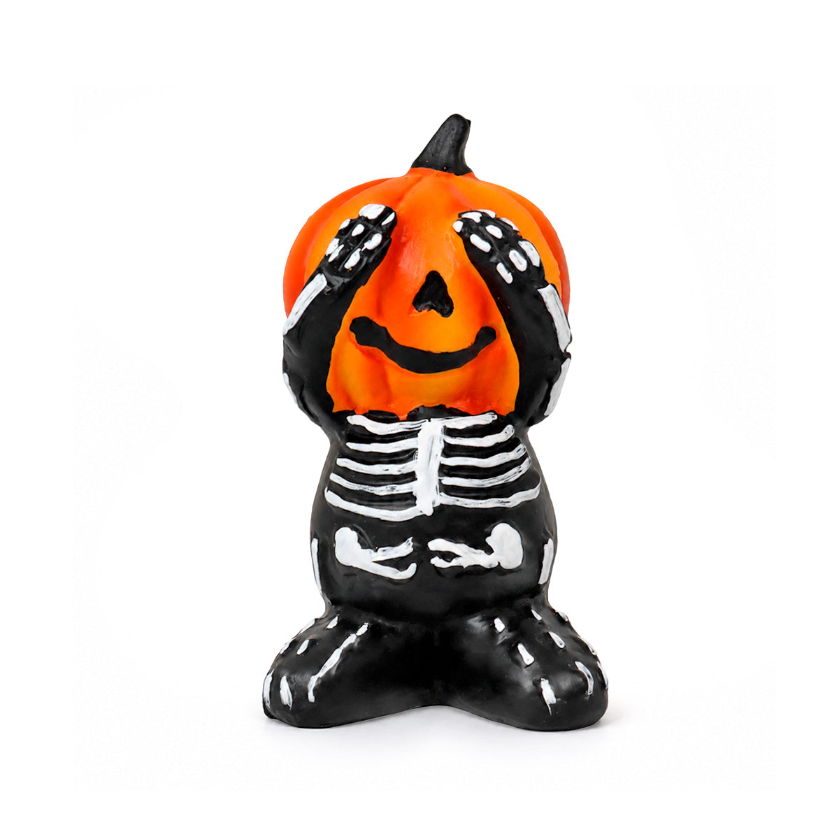 Esqueleto con Calabaza, Figura de Cerámica, Color Naranja