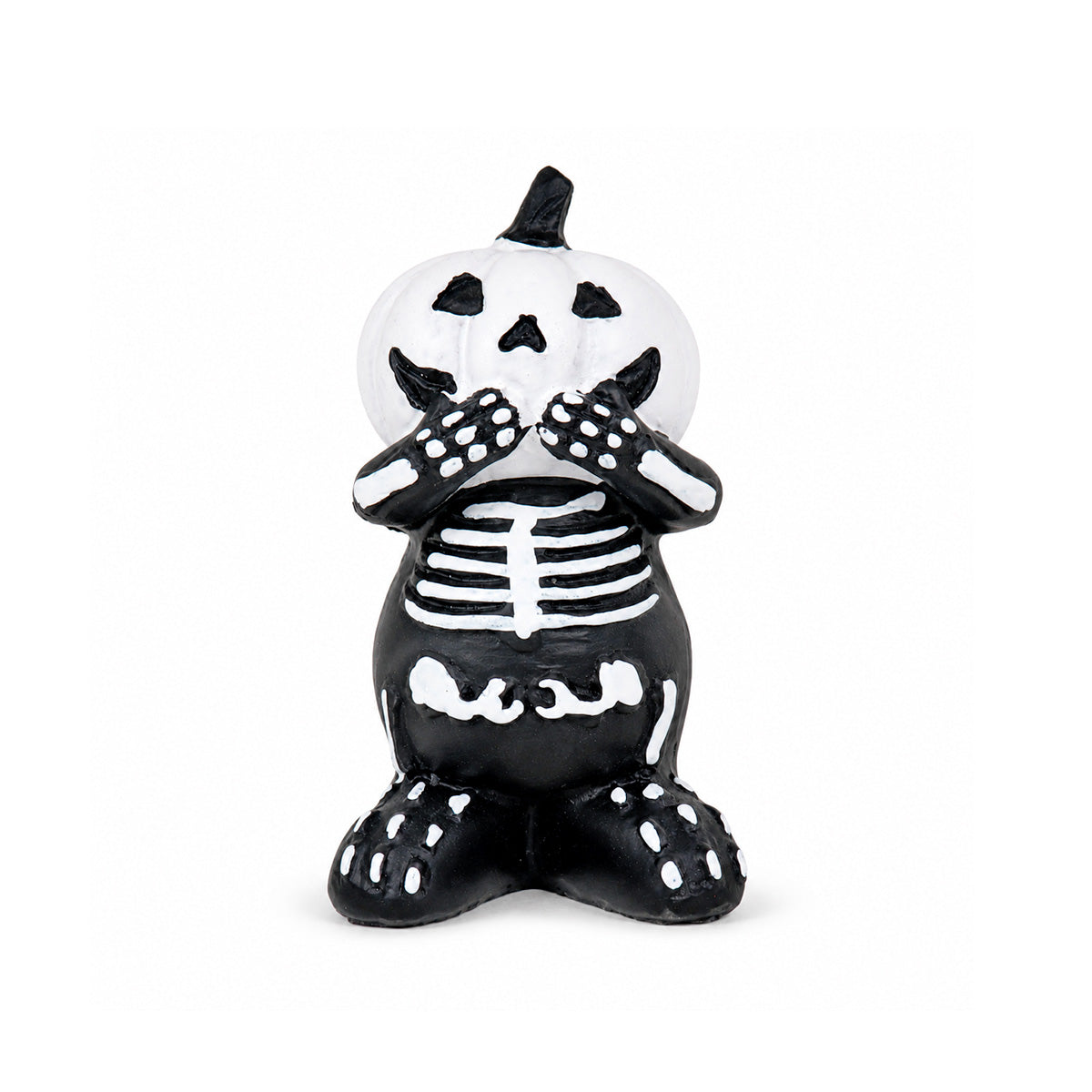 Esqueleto con Calabaza, Figura de Cerámica, Color Blanco