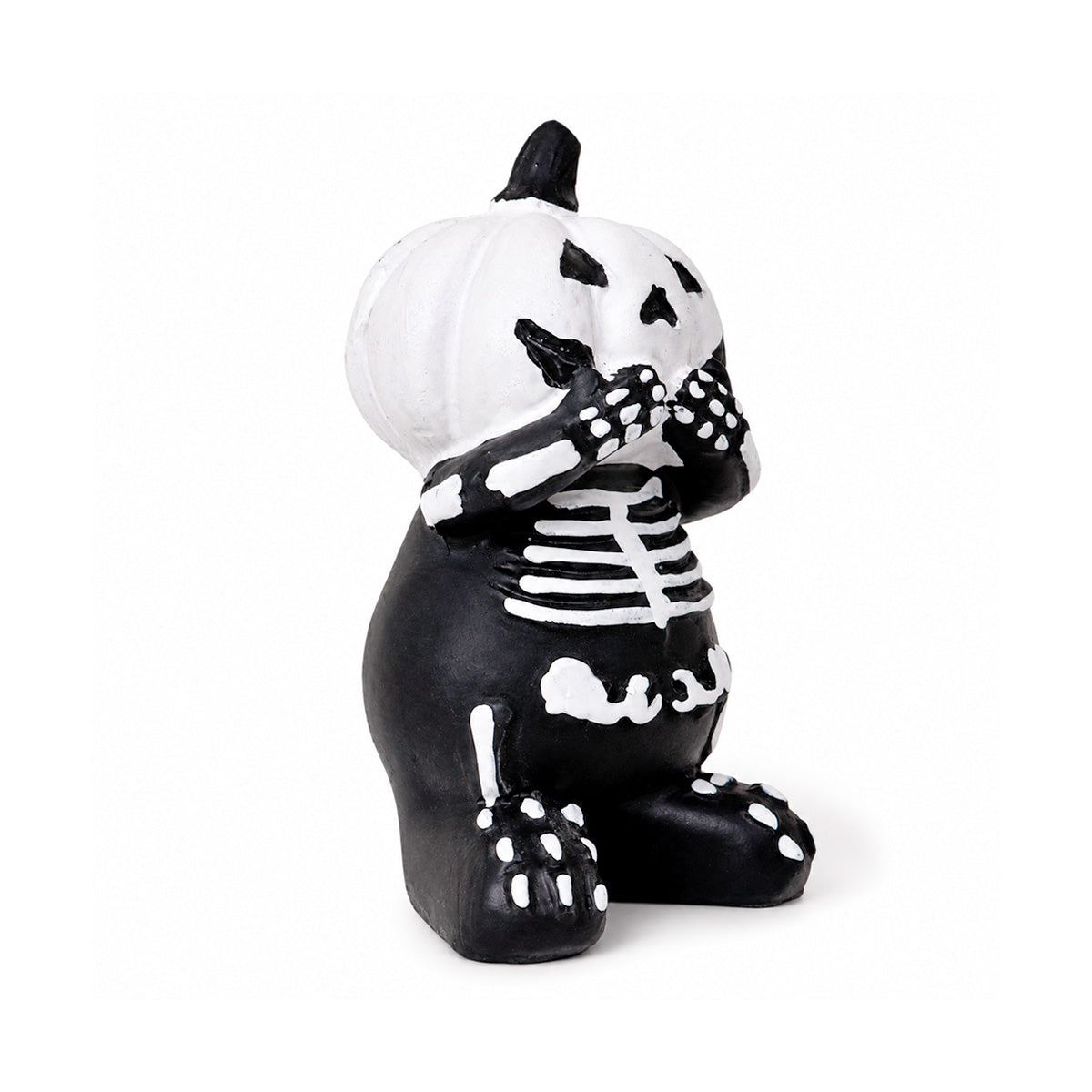 Esqueleto con Calabaza, Figura de Cerámica, Color Blanco