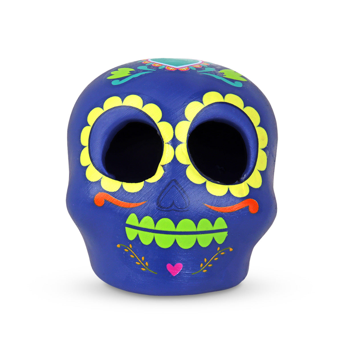 Calavera Decorativa de Dí­a de Muertos, Color Azul Marino
