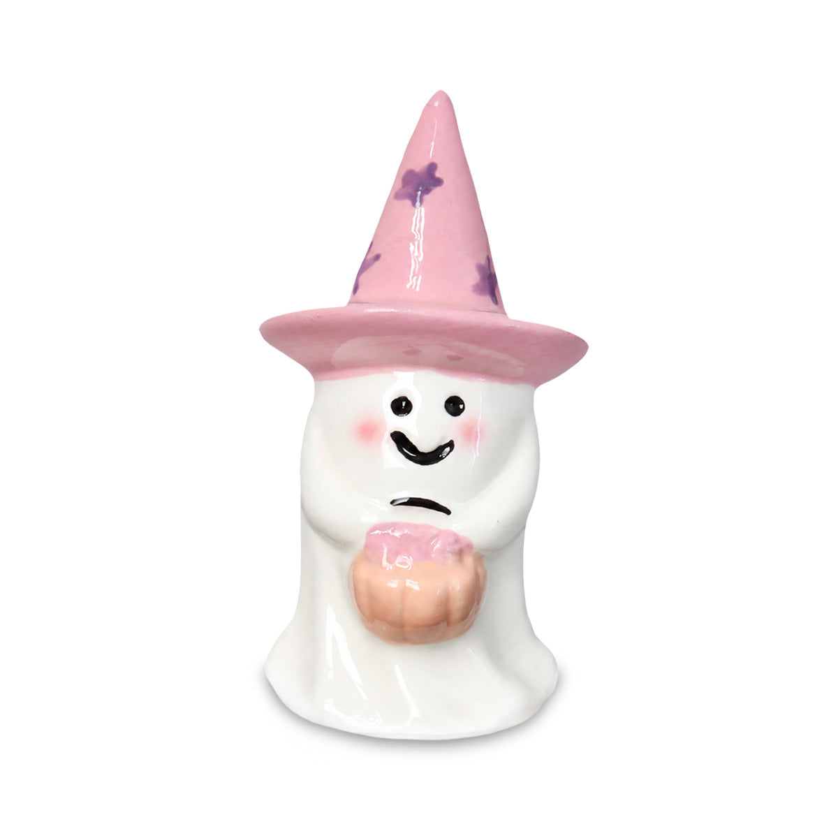 Fantasma de Cerámica con Sombrero Color Rosa