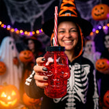 Vaso Calavera con Dulces 50 g, Color Rojo