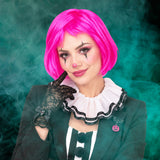 Peluca Corta para Halloween, Color Fiusha
