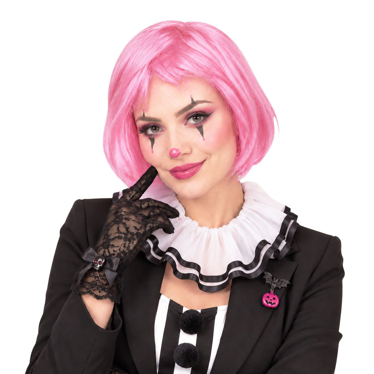 Peluca Corta para Halloween, Color Rosa