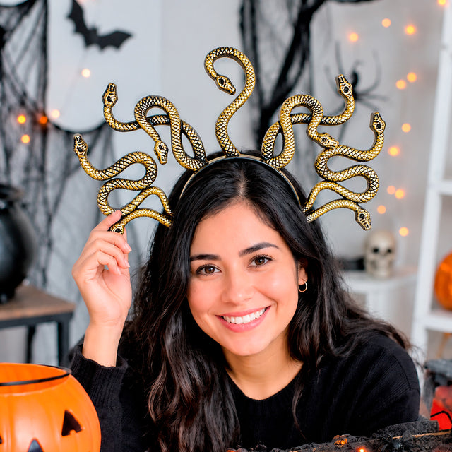 Diadema de Medusa para Halloween, Color Dorado