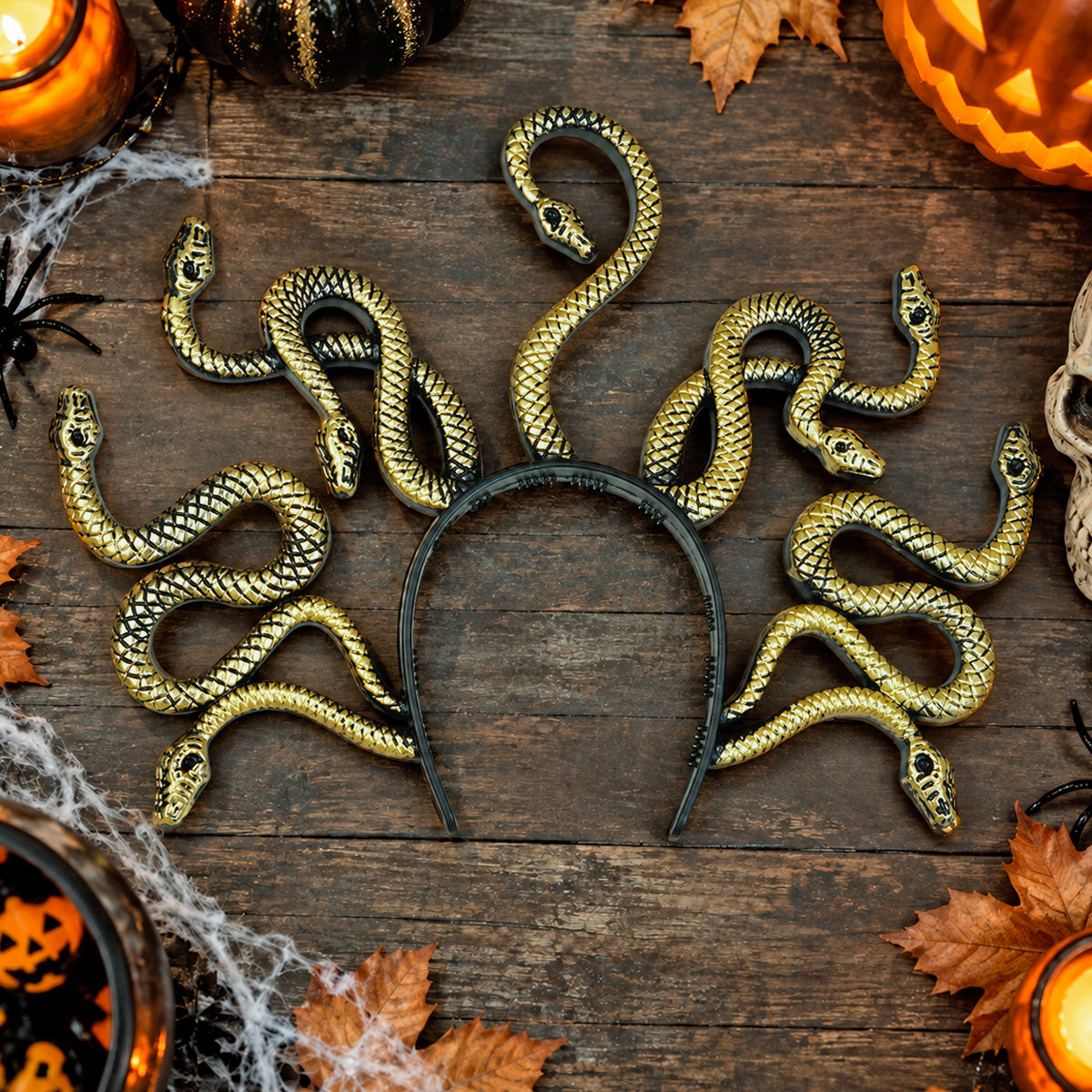 Diadema de Medusa para Halloween, Color Dorado