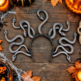 Diadema de Medusa para Halloween, Color Plateado