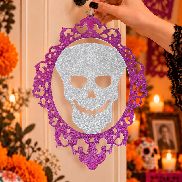 Adorno Colgante de Calavera para Halloween, Color Morado, 1 Pieza