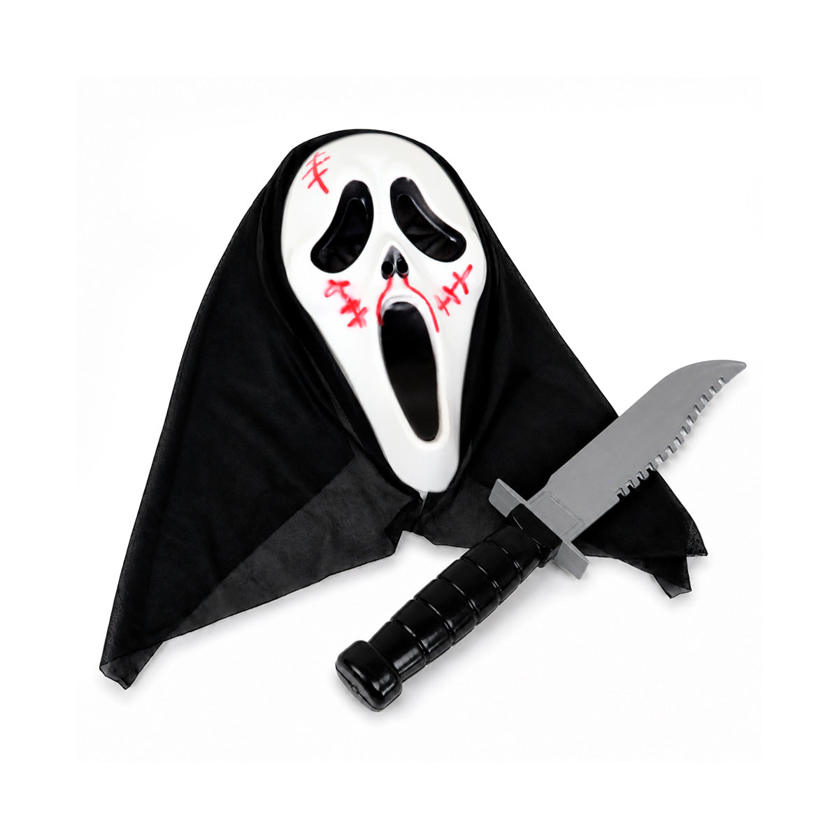 Máscara Cosida con Cuchillo de Juguete