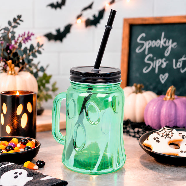 Vaso Fantasma para Halloween, Color Verde, 1 Pieza