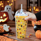 Vaso con Popote de Halloween, Color Amarillo