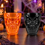Set de Vasos con Diseño de Calavera, Color Naranja y Negro, 4 Piezas