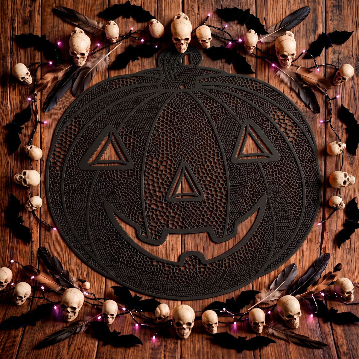 Mantel Individual de Calabaza, Color Negro