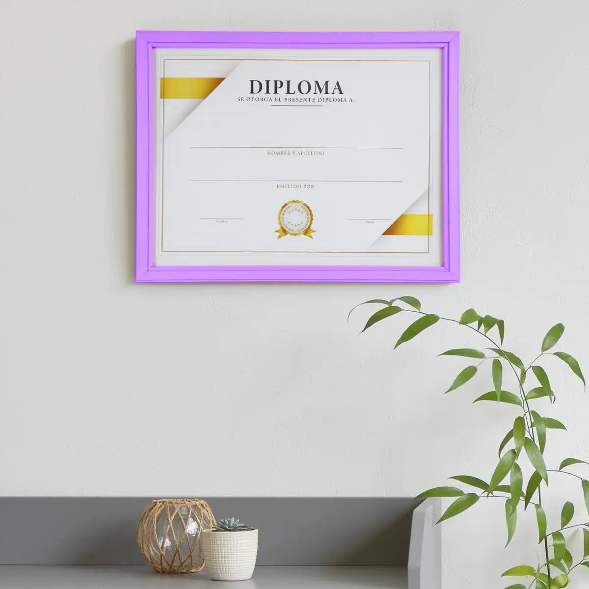 Porta Documento, Marco Color Morado Pastel