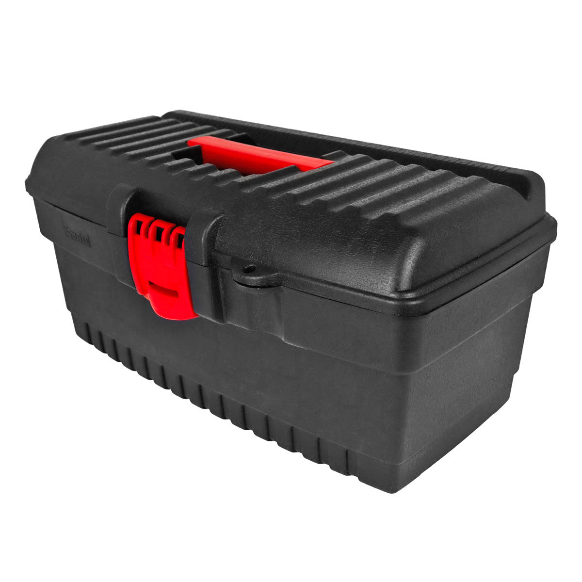 Caja de Herramientas con Broche de Plástico, Color Negro y Rojo
