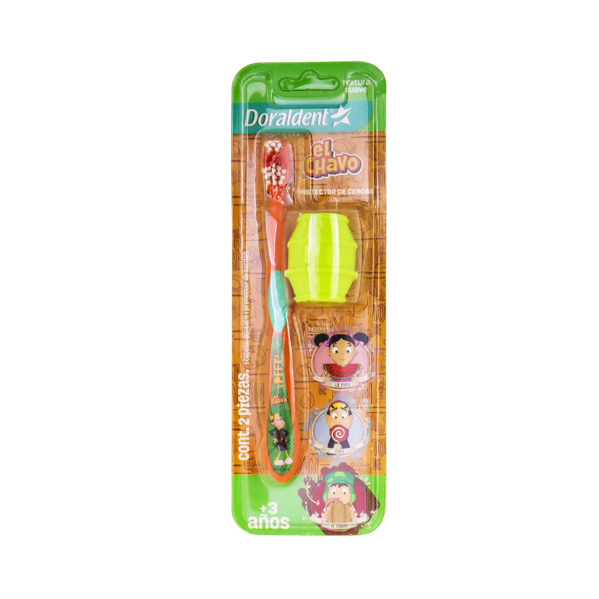Cepillo Dental para Niños + Estuche, color Naranja, El Chavo del 8