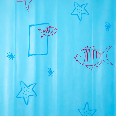 Cortina de Baño, Color Azul, Diseño Pez