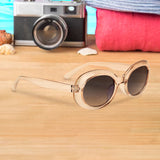 Lentes de Sol Redondos, Armazón Café Transparente