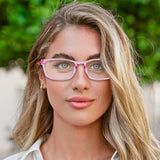 Lentes de Lectura Rectángulo, Rosa Transparente, +1.50
