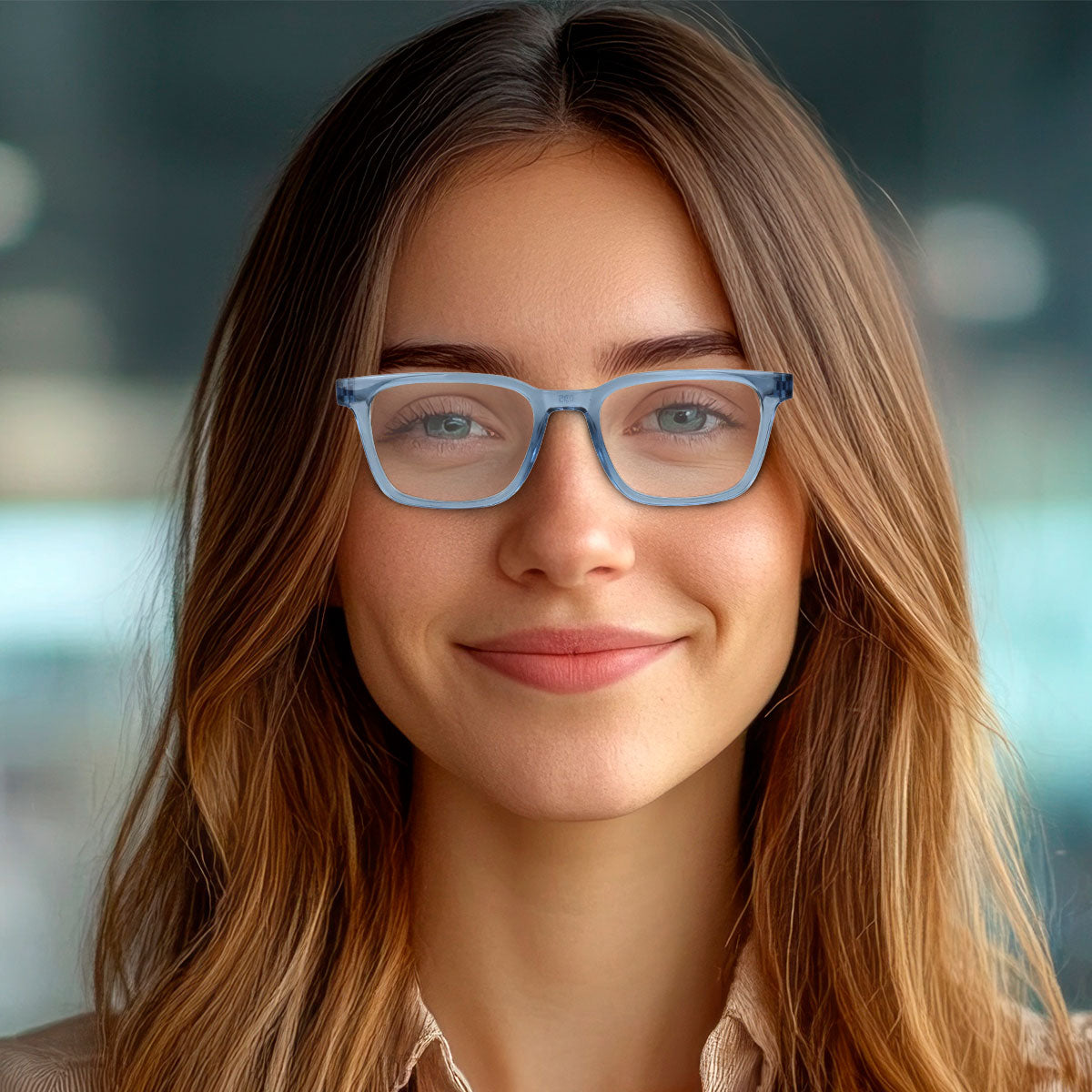 Lentes con Armazón Cuadrado color Azul Petróleo, Dioptría 3.00