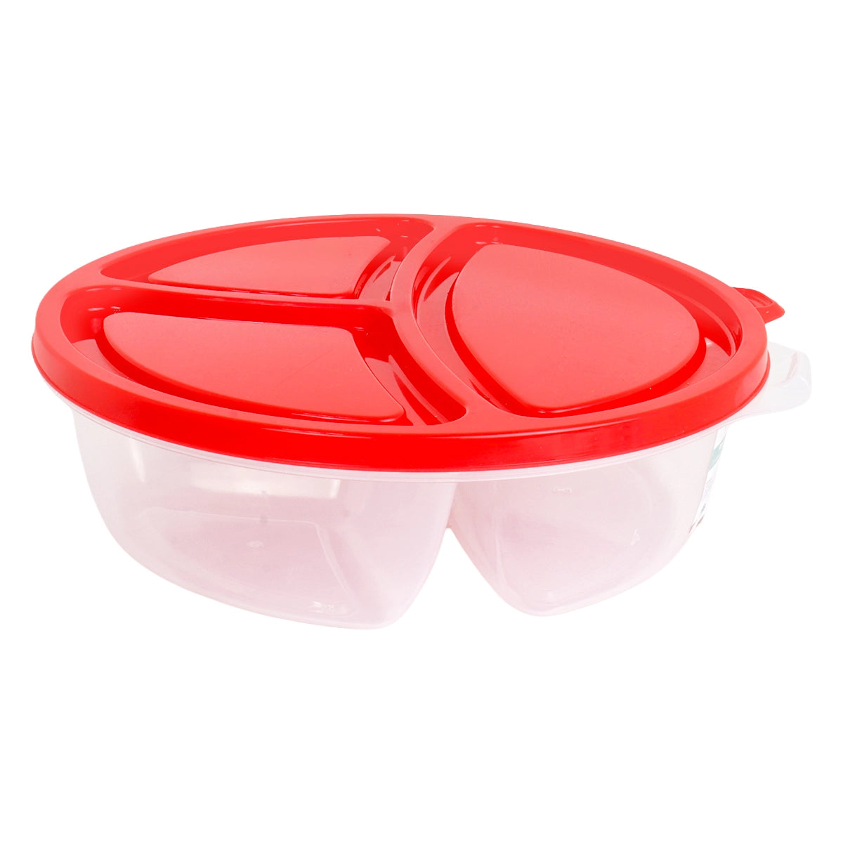 Contenedor de Plástico con 3 Divisiones, Color Rojo