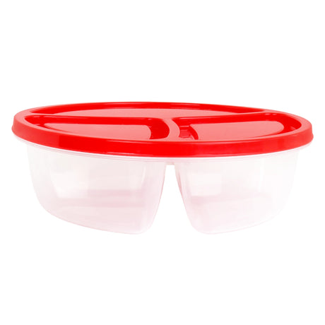Contenedor de Plástico con 3 Divisiones, Color Rojo