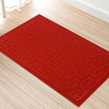 Tapete Rectangular color Rojo con Diseño de Piedras