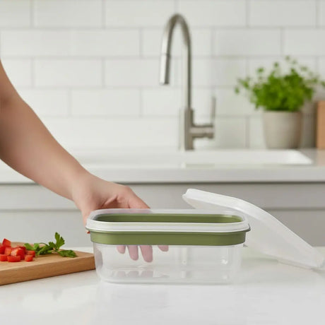 Contenedor de Plástico, Rectangular, Color Verde, 650 ml
