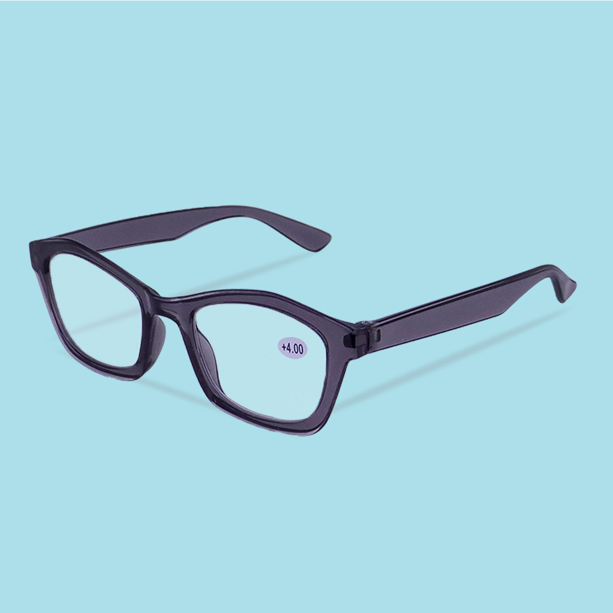 Lentes de Armazón Cuadrado color Gris Oxford con Graduación de 4.00