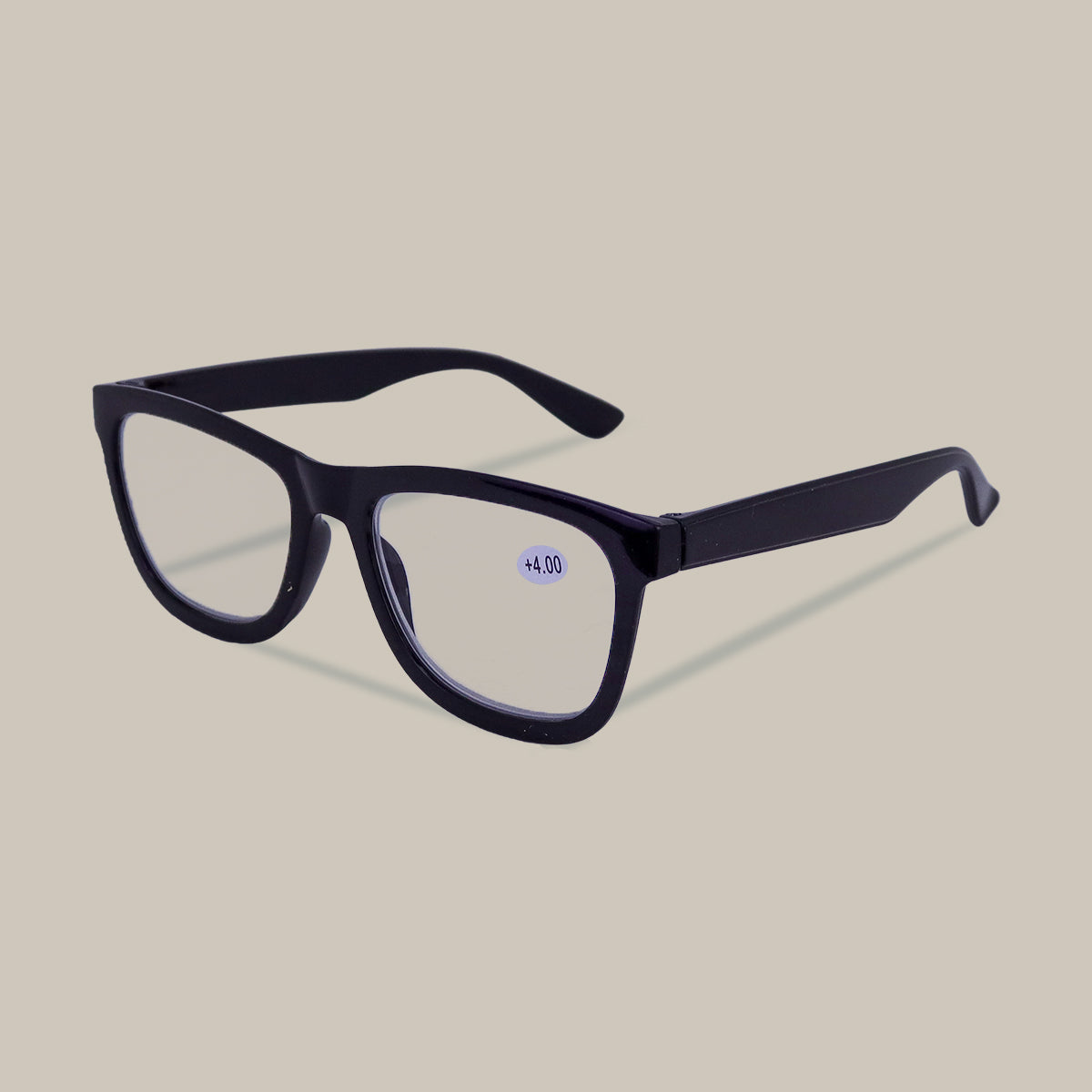 Lentes de Armazón Cuadrado color Negro, Graduación de 4.00 Dioptrías
