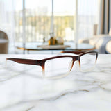Lentes de Lectura, Forma Rectangular, Color Café con Degradado, +3.00