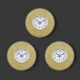 Set de Espejos y Reloj con Marco Circular color Oro