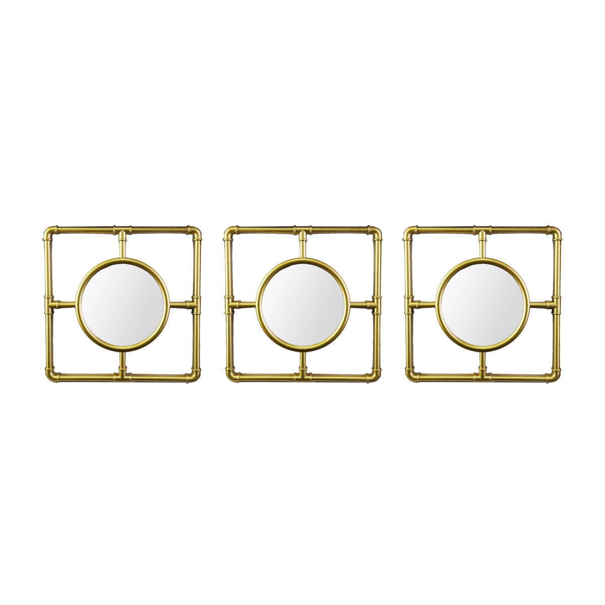 Set de 3 Espejos Circulares con Marco color Oro