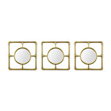 Set de 3 Espejos Circulares con Marco color Oro