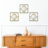 Set de 3 Espejos Circulares con Marco color Oro