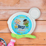 Set de Plato Transparente y Cubiertos Verdes para Bebé, Cocomelon, Nuby