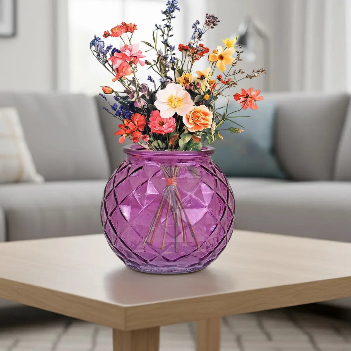 Florero de Cristal, Color Morado