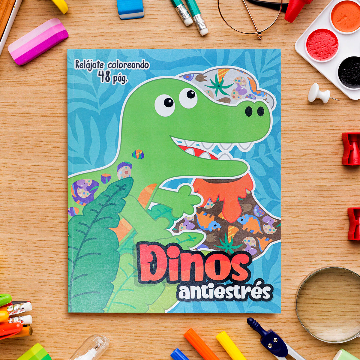 Libro para Colorear, Dino Antiestrés, 48 páginas