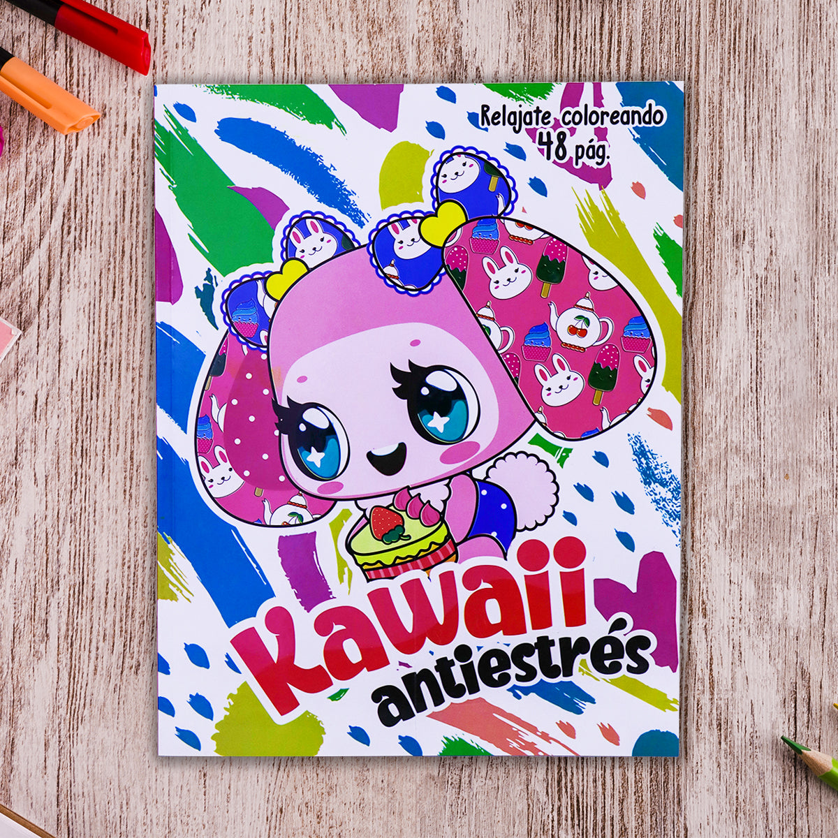 Libro para Colorear, Kawaii Antiestrés, 48 páginas
