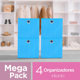 Mega Pack de 4 Cajas Organizadoras Multiusos Non Woven color Azul