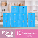 Mega Pack de 10 Cajas Organizadoras Multiusos Non Woven color Azul