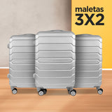 Set de Maletas de Viaje Silver: ¡Llévate 3 y paga 2!, 37x23x55cm
