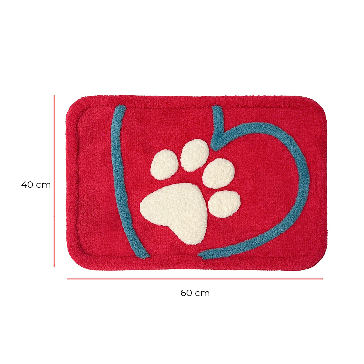 TAPETE PARA MASCOTA LOVE ROJO 40X60CM