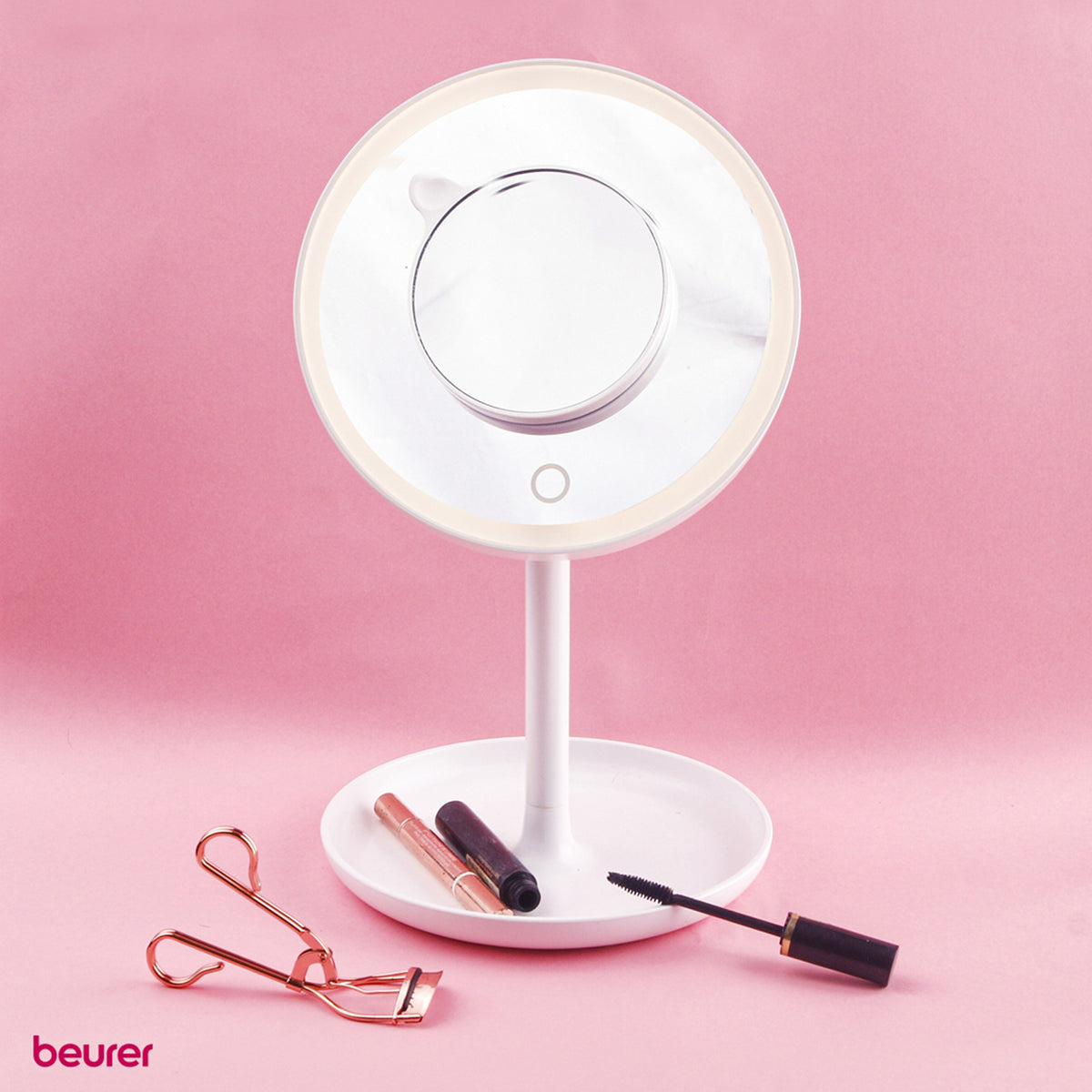 Espejo con Luz LED y Sensor Touch para Maquillarse, Incluye Espejo Magnético Extra de 5 Aumentos / BS45 Marca beurer®