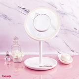 Espejo con Luz LED y Sensor Touch para Maquillarse, Incluye Espejo Magnético Extra de 5 Aumentos / BS45 Marca beurer®