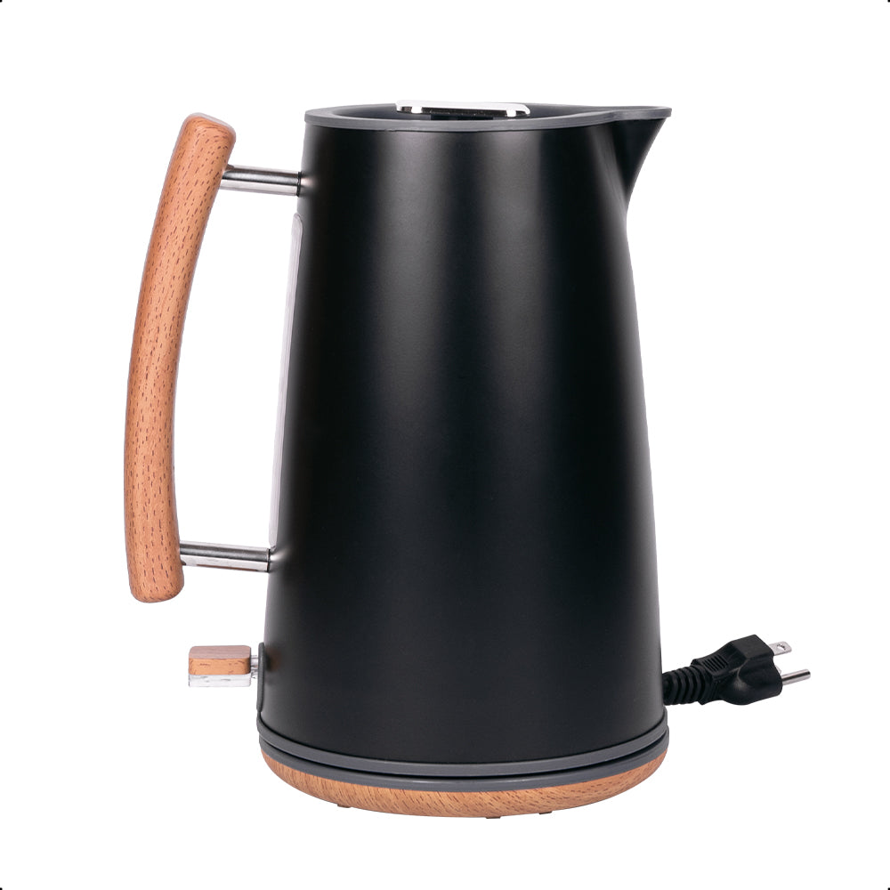 Hervidor Electrico Inalambrico Negro Con Madera