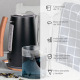 Hervidor Electrico Inalambrico Negro Con Madera