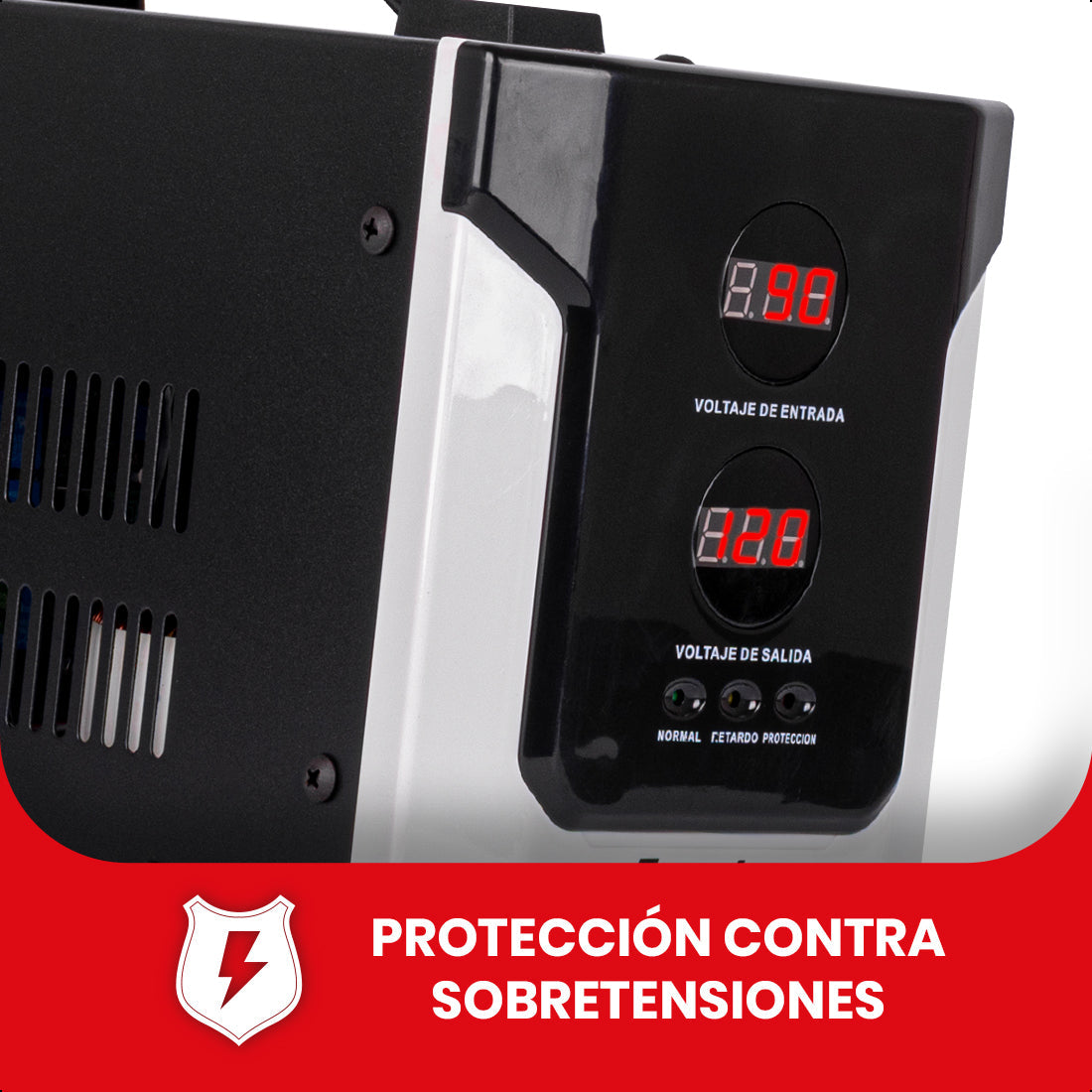 Regulador de Voltaje 2500VA-1500W 2 contactos, ENERGIZER