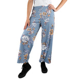 Pantalón Casual color Azul Cielo con Estampado de Flores para Dama