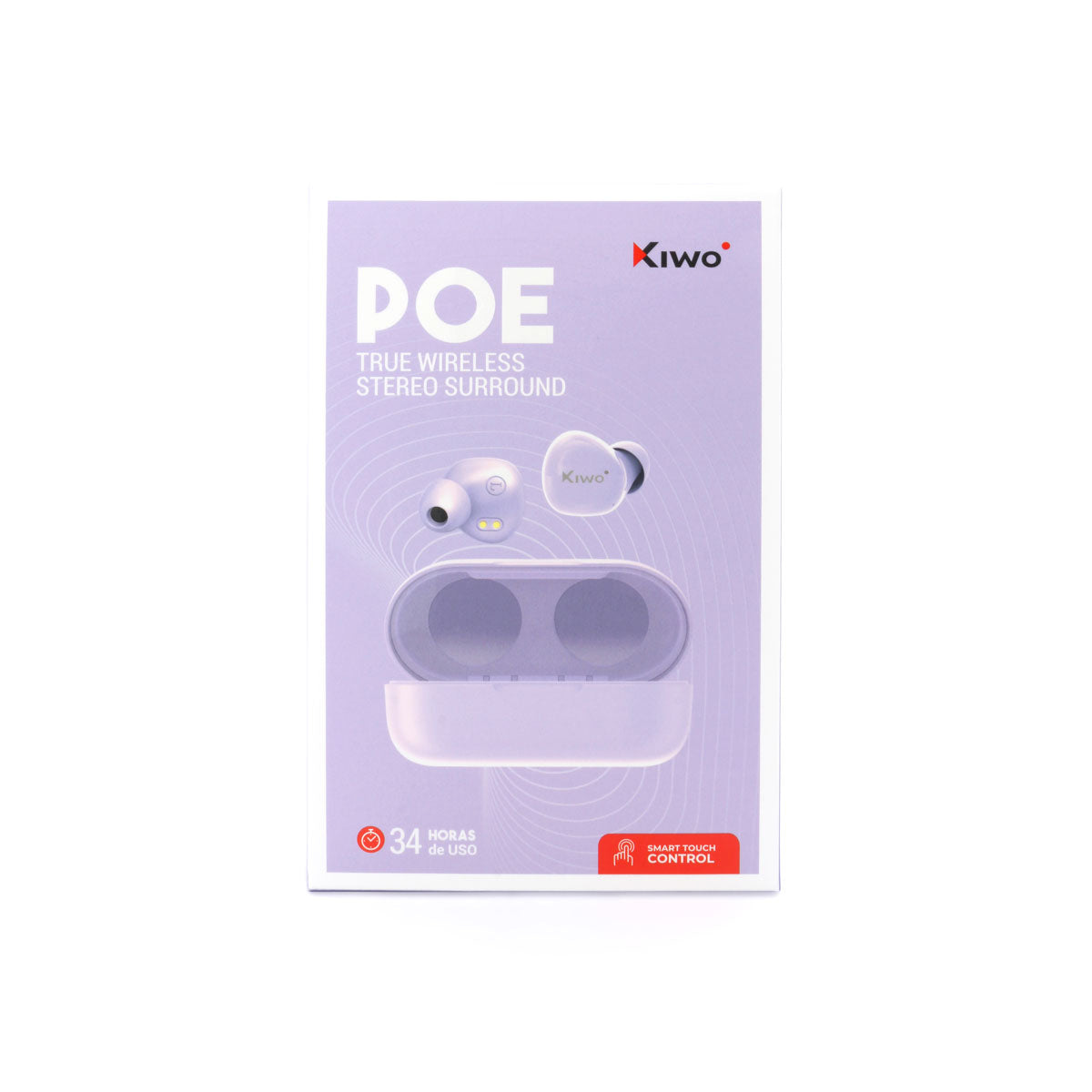 Audí­fonos Inalámbricos True Wireless Poe color Lila, Kiwo